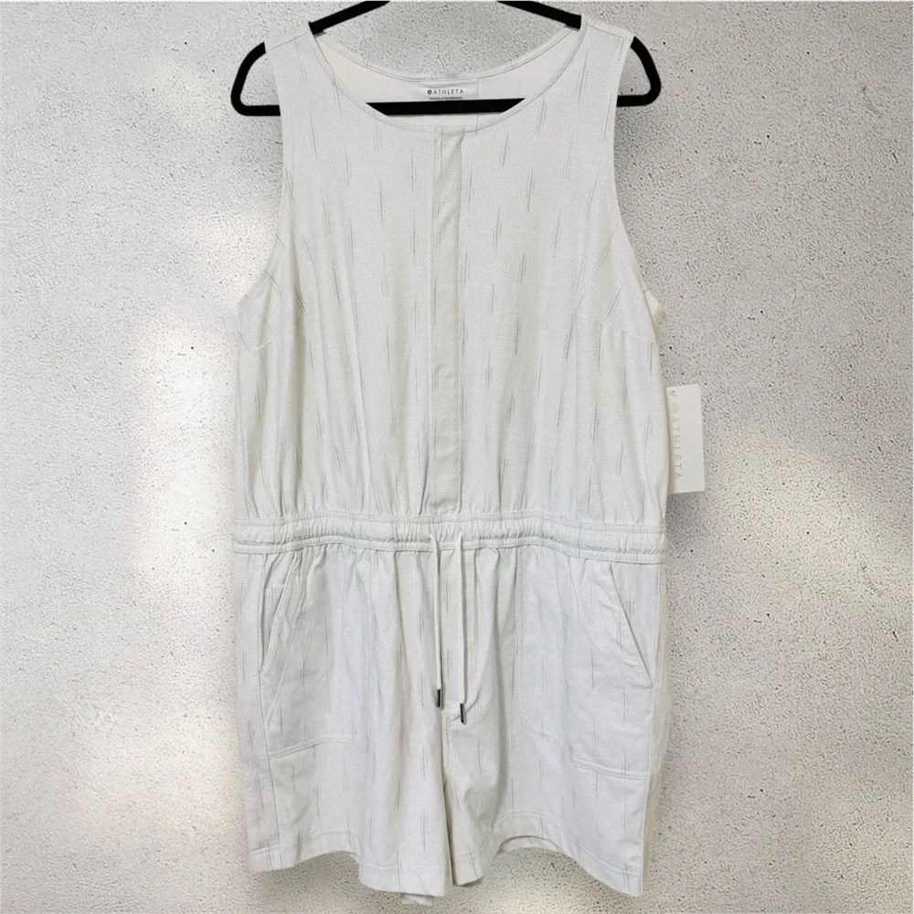 NWT Athleta Farallon PRINTED Shorts Romper 1X Spliced Magic Veil Grey Comfort